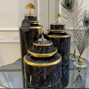 Vente en gros de pots à gingembre décoratifs en aluminium rond avec couvercles, conteneur de rangement de qualité supérieure, accessoire d'intérieur - Product Image 3