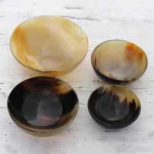 Cuenco de cuerno de búfalo hecho a mano plato de servicio de cuerno Natural orgánico estilo rústico pulido para mesa de comedor por artesanía de media luna - Product Image 3