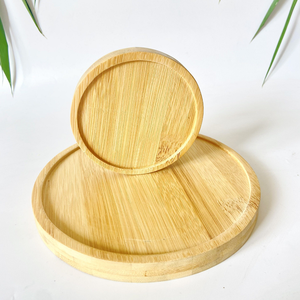 Posavasos de bambú natural al por mayor, platillo redondo de bambú y bandeja decorativa para mesa interior y exterior para tazas, macetas - Product Image 2
