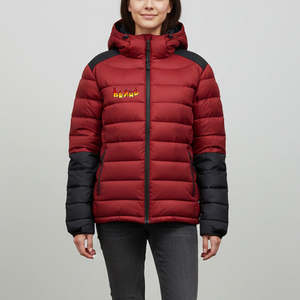 Chaquetas Acolchadas para Mujer, Color Rojo Sólido, Venta Directa de Fábrica, Tela Transpirable de Alta Calidad, Capucha Desmontable, Ajuste Holgado, Chaqueta de Invierno - Product Image 1