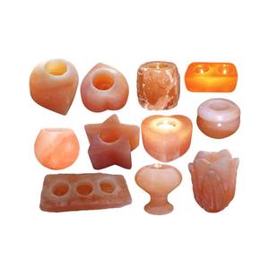 Bougeoirs uniques faits à la main en cristal de sel de l'Himalaya faits à la main faits à la main - Product Image 1