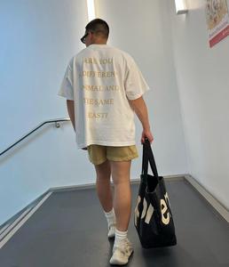 Imprimé surdimensionné vintage Design compressé grande taille T-shirt lourd 250gsm 100% coton Streetwear tissu tricoté graphique - Product Image 5