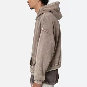 Haute vente hommes sweats à capuche Vintage pierre acide lavage poches pull décontracté surdimensionné respirant sweats à capuche pour hommes - Product Image 4