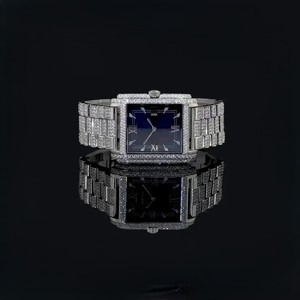 นาฬิกาอัตโนมัติหน้าปัดสีเขียวประดับเพชรเล็บสังเคราะห์คุณภาพ VVS ราคาขายส่งจากโรงงานสำหรับผู้ชาย ผู้ผลิตเครื่องประดับฮิปฮอป - Product Image 4