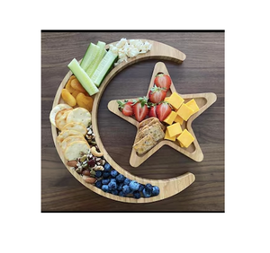 Bandeja de Madera para Servir Té y Alimentos, Precio Bajo, Venta Caliente, Forma de Luna, Madera de Mango Natural, Bandeja para Servir Dulces - Product Image 3