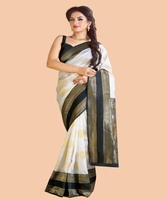 Saree Sutra Kanchipuram Multi Warna Panjang hingga Lantai untuk Pesta, Pakaian Pernikahan India, Desainer Terbaru, Sari Sutra Katun Banarasi dengan Blus