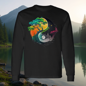T-shirt à manches longues avec symbole Yin Yang du Taoïsme naturel, Zen Taijitu Yin Yang pour usage promotionnel - Product Image 3