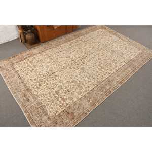 พรมวินเทจขนาด 0.5x9.1 ฟุต, พรมวิ่งสไตล์ตุรกี, พรมขนสัตว์ลายสัตว์สีเบจน้ำตาล - Product Image 2