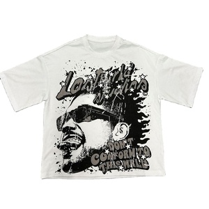 T-shirt épais pour hommes 300GSM 100% coton Logo personnalisé imprimé graphique recadrée Streetwear T-shirt vierge Boxy Fit Vente en gros - Product Image 4