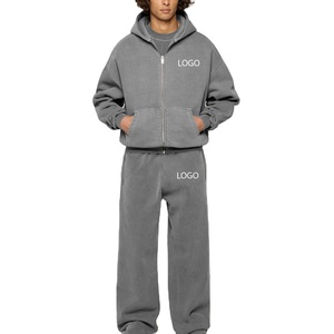 Ensemble de 2 sweats à capuche gris délavé vintage pour homme, en molleton de coton 500 GSM, coupe oversize et épaules tombantes, avec logo personnalisé, effet délavé à l'acide - Product Image 1