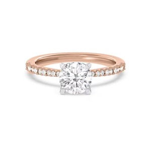 แหวนเพชรทรงกลมแบบคลาสสิก เพชรเลี้ยงในห้องปฏิบัติการ ตัวเรือนทองคำแท้ 14K  แบบสี่กรงเล็บ  ระดับความสะอาด F-VS2  พร้อมใบรับรอง - Product Image 1