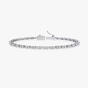 943 Sterling Silver Moissanite White Gold Plated Chain Sparkling Wedding Brides Jewelry <b>Tennis</b> Bracelet for Women - Product Image 4