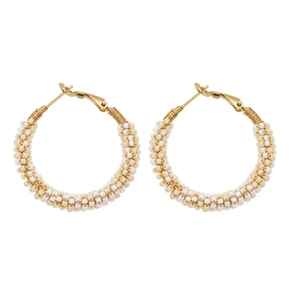 Boucles d'oreilles en perles de broderie de style bohème Boucles d'oreilles en perles brodées à motif floral faites à la main pour la fête de M/S SHAAD HANDICRAFTS - Product Image 1