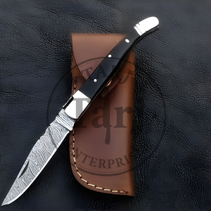 EDC Stainless Damascus Folding <b>Knife</b> Leather Sheath Industrial Grade Multi-functional Outdoor 3-Year Warranty Gift Wholesale USA - Product Image 1