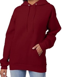 Sudadera con capucha lisa de color granate con logotipo personalizado para hombre con Capucha con cordón, jersey de lana gruesa, sudadera cálida de invierno de talla grande transpirable - Product Image 4