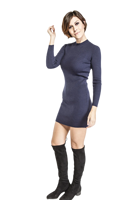 Pull en fibre de lait pour femme Milkshake, inspiré de la petite robe noire classique, fin, côtelé, avec logo frontal, idéal pour le bureau au printemps