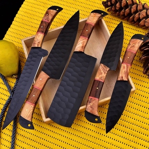 Chef Knife Set of 5-Piece <b>Carbon</b> Steel Kitchen Cutlery Knife with wood Handle - Product Image 3