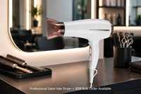 Sèche-cheveux ionique blanc à 2 vitesses avec concentrateur et diffuseur en option pour la maison et le salon