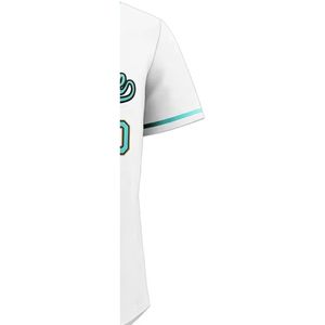 Maillot de baseball 100% polyester à col en V, respirant, séchage rapide pour hommes, imprimé par sublimation, 300g, nouveaux designs, vente en gros OEM, softball - Product Image 4