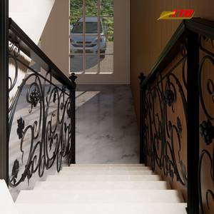 Rampe d'escalier rustique en fer forgé pour escaliers intérieurs et extérieurs avec main courante classique en fer et construction robuste - Product Image 6