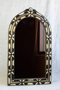 Miroir mural moderne Art Déco avec incrustation en os bleu foncé, cadre en MDF écologique pour salle de bain ou occasions de mariage - Product Image 4