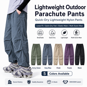 <span class=keywords><strong>Pantaloni</strong></span> Cargo da Uomo Leggeri Stile <span class=keywords><strong>Paracadutista</strong></span>, Tinta Unita, Eco-Friendly, Asciugatura Rapida, Impermeabili, Antivento, Traspiranti, in Nylon, Vestibilità Ampia per Esterni - Product Image 2