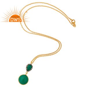 สร้อยคอจี้อัญมณีสีเขียวเพชรสังเคราะห์สังเคราะห์สังเคราะห์ชุบทอง18K ดีไซน์ล่าสุด - Product Image 2