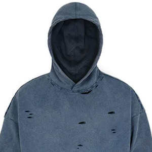 Sudadera con capucha desgastada de gran tamaño de invierno de MOQ bajo para hombres 100% algodón polar transpirable y a prueba de viento impresión Digital estilo Streetwear - Product Image 4