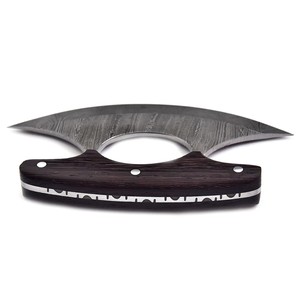 Couteau Ulu Alaskan en acier Damas Nordic Forge, fourreau en cuir, manche en bois de Wengé, coupe-pizza, lame de 6-7,9 pouces, couteaux ambidextres - Product Image 4