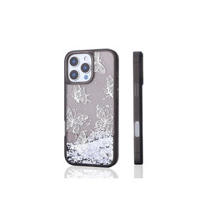 Étui de luxe pour iPhone 15 Pro Max avec impression de papillon à paillettes liquides, coque en silicone transparente antichoc, pour filles A53 A21s 11Pro XS - Product Image 4