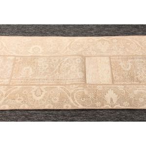 พรมวินเทจขนาดเล็ก 2.2x8 ฟุต พรมตุรกี ลายปะติดสีเบจ ลายเรขาคณิตพร้อมลวดลายดอกไม้ - Product Image 5