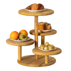 Soporte de torre de cupcakes redondo de madera de acacia de 4 niveles, pulido de madera de acacia Original, respetuoso con el medio ambiente, artículo de artesanía india más vendido - Product Image 1