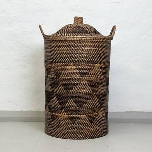 Top rated supplier wholesale <b>woven</b> storage <b>basket</b> <b>with</b> <b>lid</b> natural rattan hamper bin <b>baskets</b> - Product Image 6