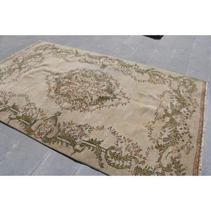 พรมวินเทจขนาด 5.7x9.3 ฟุต พรมตุรกีขนาดใหญ่ พรมลายตารางสีน้ำตาลทำจากขนสัตว์ - Product Image 2