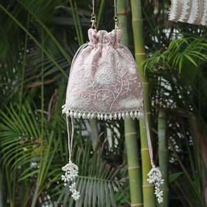 2024 Trendy Beautiful Embroidery on Silk Evening <b>Bags</b> Wedding Party-Wear with Embellished Crystal Glass Beads & <b>Pearls</b> - Product Image 1