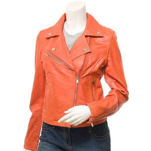 Chaquetas de Cuero Genuino Satinado Personalizadas para Mujer, Transpirables, con Bolsillos Decorativos, Venta de Fábrica, a la Moda, de Marca, para Otoño - Product Image 1