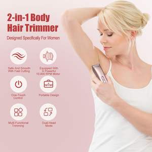 Depiladora Eléctrica 2 en 1 Recargable e Impermeable para Mujer, con Doble Cabezal, Recortadora de Bikini y Depiladora Corporal - Product Image 2