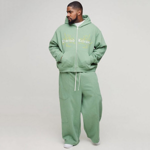 Pantalones de chándal con capucha personalizados, conjunto de Jogger, pantalones de carga sostenibles, chándal de gran tamaño, detalle de costura cuadrada, ajuste ancho con capucha limitado - Product Image 1