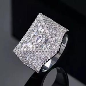 9.00Ct VVS Moissanite <b>Ice</b> Out White Gold Round & Baguette Cut Diamond Hip Hop Engagement <b>Ring</b> Men's 925 Sterling Silver - Product Image 5