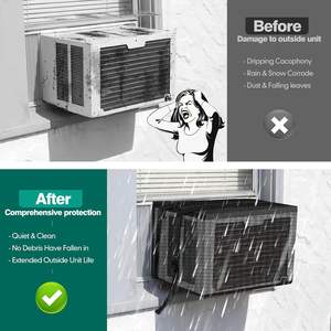 Housse de climatiseur de fenêtre extérieure, <span class=keywords><strong>protection</strong></span> contre la poussière et l'eau, noire, pour climatiseur de fenêtre extérieur - Product Image 2