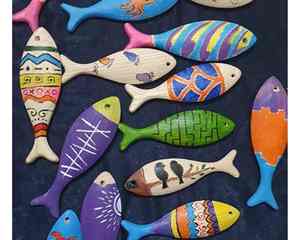 Colgante de pared de peces de madera náutica con acabado pintado peces de madera decorativos para casas villas de playa y ventas de exportación - Product Image 2