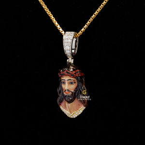 Colgante de hip hop de Jesús, busto completo en diamantes de moissanita de corte brillante redondo con oro sólido de 10kt - Product Image 5