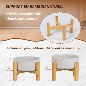 FT05 Basic Flat Design Pet Tray <b>for</b> <b>Dogs</b> Cats Eco-Friendly <b>Raised</b> Edge <b>for</b> Anti-Spill Modern Bamboo Material OEM Supply Vietnam - Product Image 6