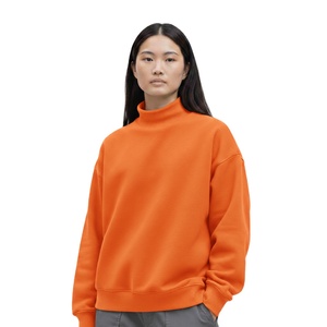 Nouveaux sweats à col montant orange pour femmes, conception OEM, épaules tombantes, surdimensionnés, avec appliqués, pour l'extérieur, pour filles, OEM - Product Image 1