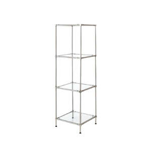 <b>4</b>-<b>Tier</b> Glass Showcase <b>Unit</b> with Chrome Finish Stable KD Design <b>Storage</b> Holders & Racks - Product Image 1