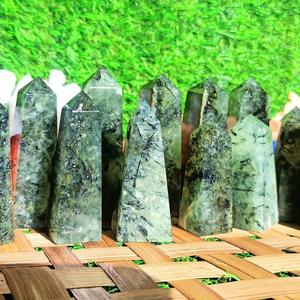 Venta al por mayor Lote de piedras preciosas naturales Prehnita Varita Piedras Obelisco Real Crystal Point Tower Decoración para el hogar Feng Shui Regalos de Navidad - Product Image 2