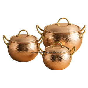 Modern Luxury Premium Classic Hammered Texture <b>Copper</b> Casserole Set Pot Cover Two Handles Tin Plated Interior Eco-Friendly - Product Image 5