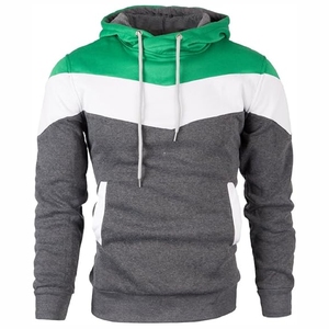 Sweat-shirt à capuche gris, vert et blanc de haute qualité, en molleton de coton doux pour hommes, prix de gros - Product Image 6