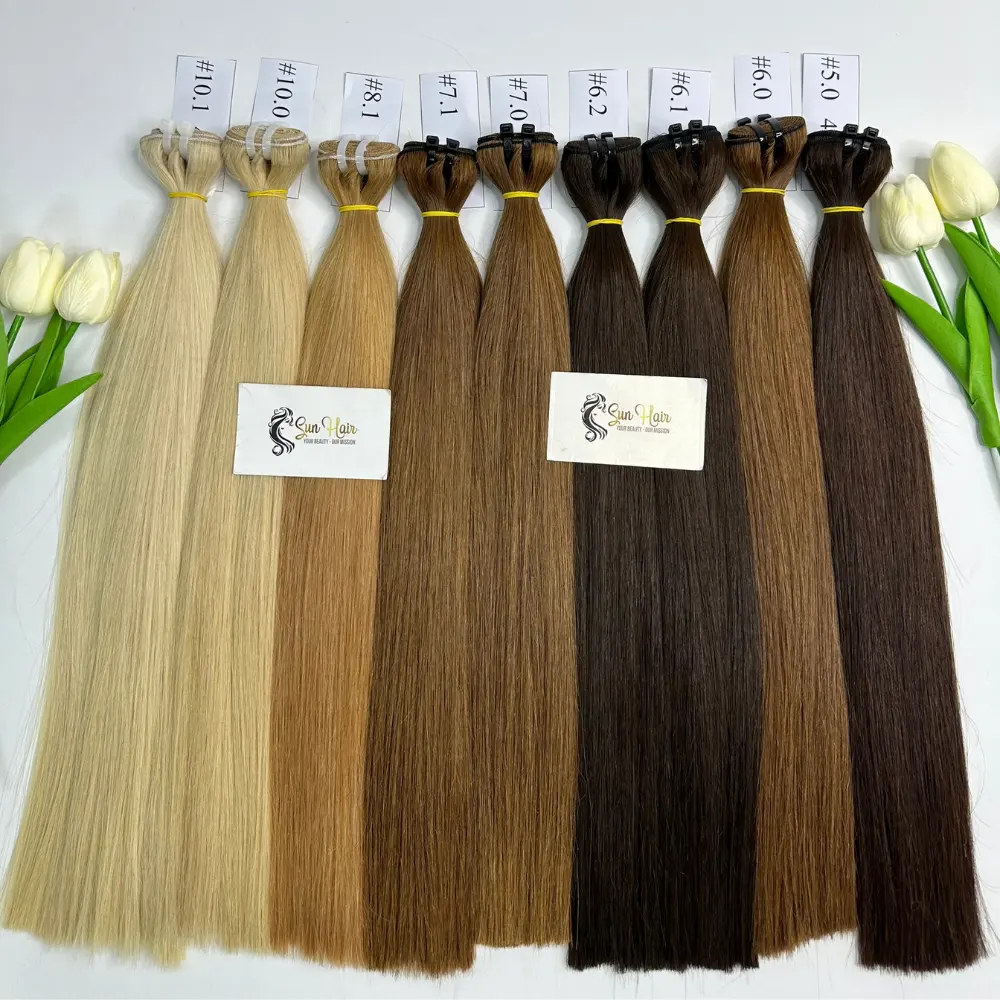 Wholesale Premium Quality Hot Trend Color 100% Vietnamese Human Virgin Hair Extensions Smooth Thick Super Double Drawn Hair