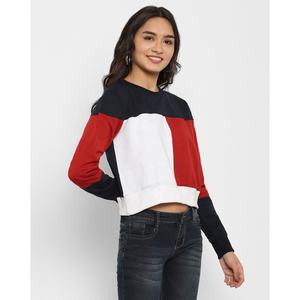 เสื้อสเวตเตอร์คอตตอน100% ใส่ได้ทั้งชายและหญิงเสื้อจั๊มเปอร์ไซส์ใหญ่กว่าไหล่ตกเสื้อคอกลมสีบล็อก - Product Image 2